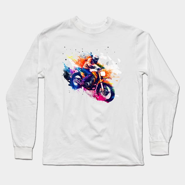 Dirt biking Long Sleeve T-Shirt by advmotoart